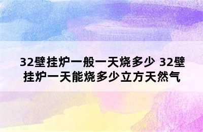 32壁挂炉一般一天烧多少 32壁挂炉一天能烧多少立方天然气